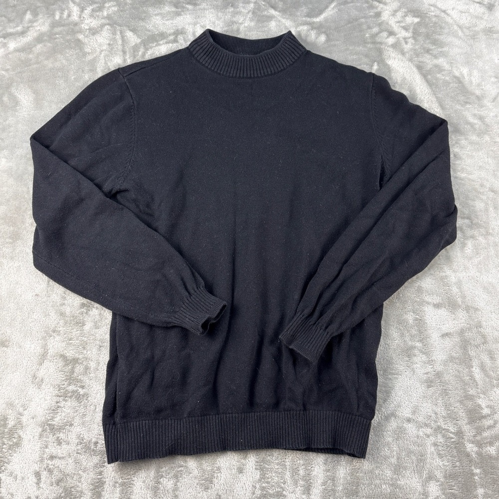 Lavane Sweater Womens Medium Mock Neck Black Long Sleeve Ribbed EUC